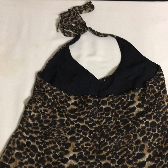 Ladies cheetah print size 8 Jumpsuit  Helene Blake halter top - Picture 3 of 4